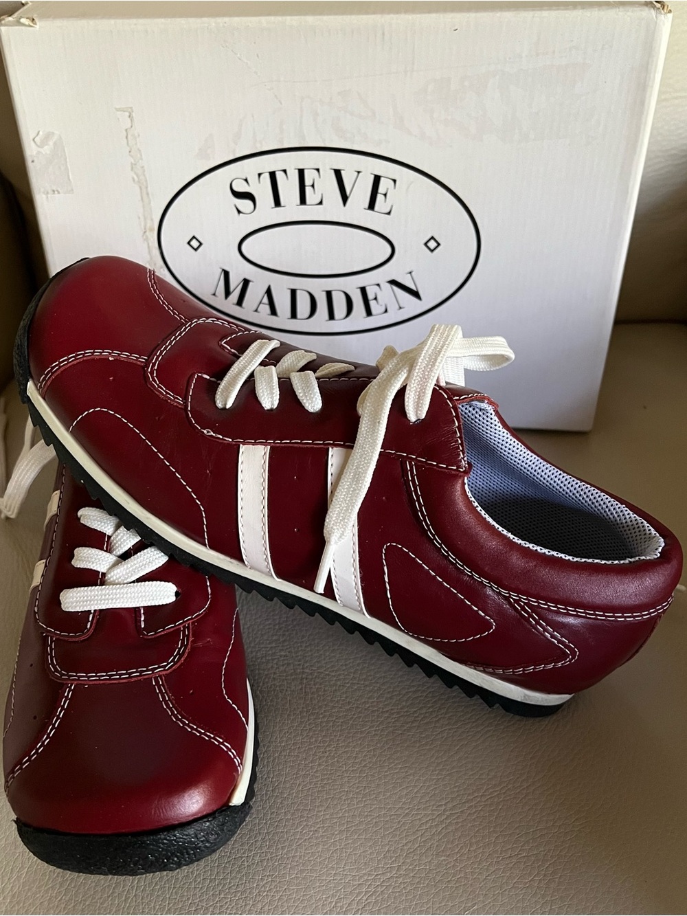 Steve Madden Spartann Red Leather Sneakers Women's 10B Y2K NWT/NIB